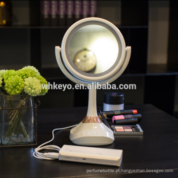 2017 novo design quente compõem espelho com levou luz de alumínio bluetooth levou espelhos de maquiagem